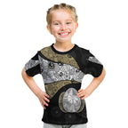 Personalized Magpie Football Kid T Shirt Easter Egg Pattern Monochrome Tribal Dot Art Style
