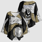 Personalized Magpie Football Kimono Sleeve Blouse Easter Egg Pattern Monochrome Tribal Dot Art Style