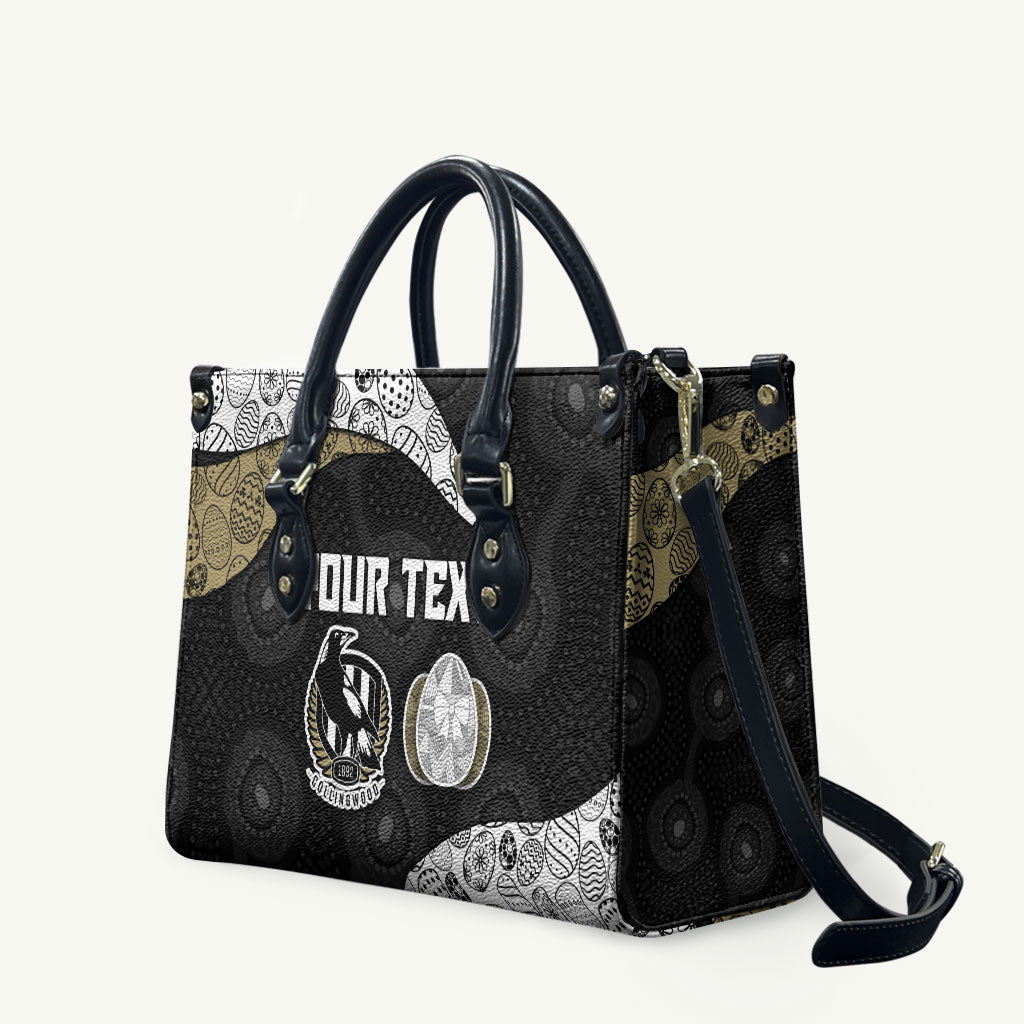 Personalized Magpie Football Leather Bag Easter Egg Pattern Monochrome Tribal Dot Art Style