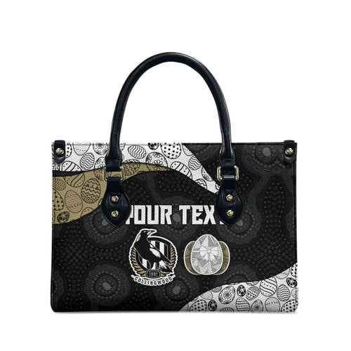 Personalized Magpie Football Leather Bag Easter Egg Pattern Monochrome Tribal Dot Art Style
