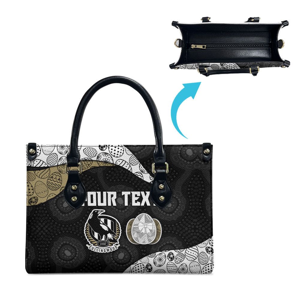 Personalized Magpie Football Leather Bag Easter Egg Pattern Monochrome Tribal Dot Art Style