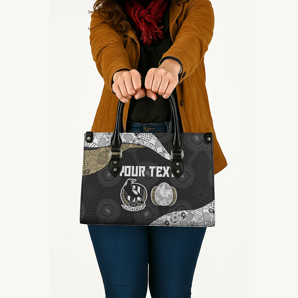 Personalized Magpie Football Leather Bag Easter Egg Pattern Monochrome Tribal Dot Art Style