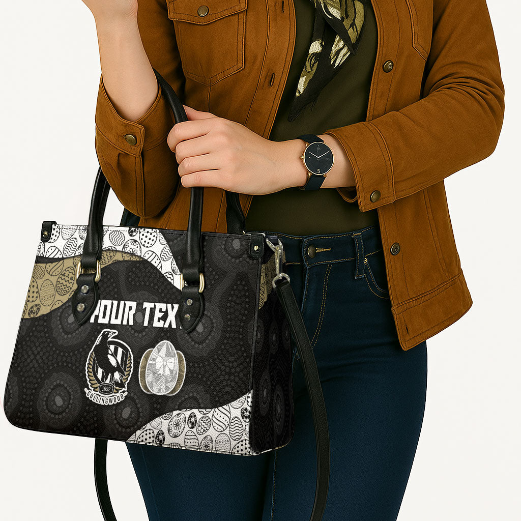 Personalized Magpie Football Leather Bag Easter Egg Pattern Monochrome Tribal Dot Art Style