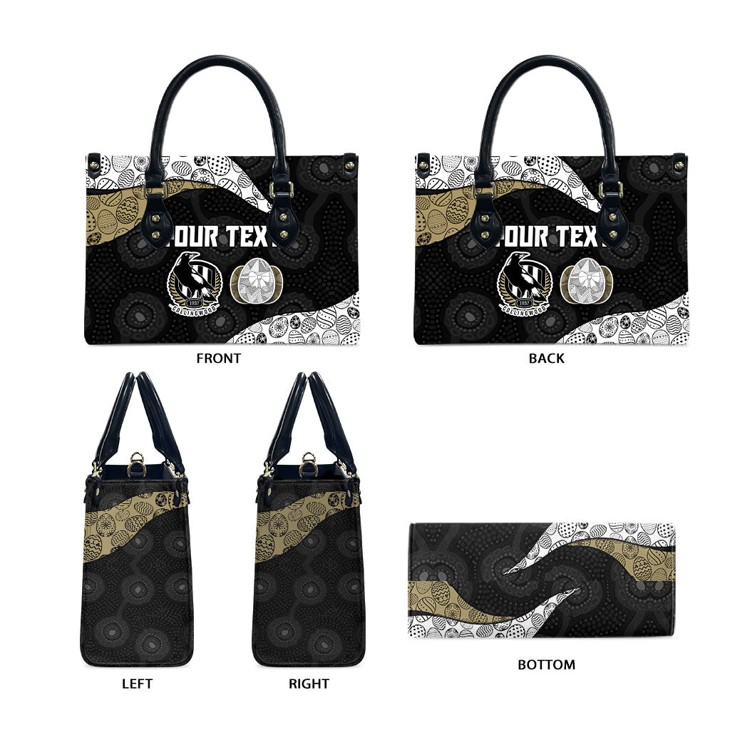 Personalized Magpie Football Leather Bag Easter Egg Pattern Monochrome Tribal Dot Art Style