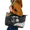 Personalized Magpie Football Leather Tote Bag Easter Egg Pattern Monochrome Tribal Dot Art Style