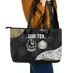 Personalized Magpie Football Leather Tote Bag Easter Egg Pattern Monochrome Tribal Dot Art Style