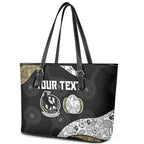 Personalized Magpie Football Leather Tote Bag Easter Egg Pattern Monochrome Tribal Dot Art Style
