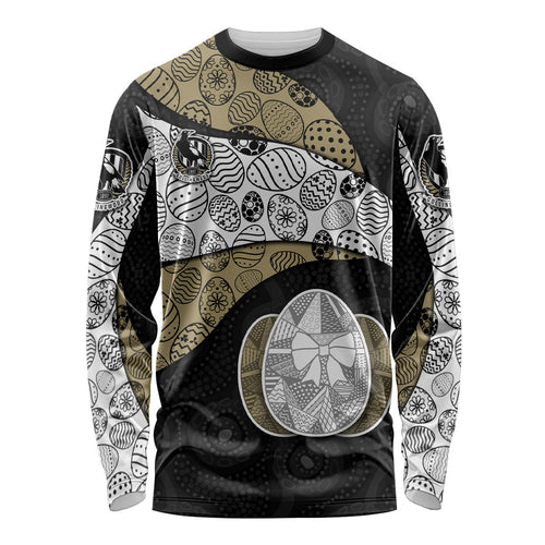 Personalized Magpie Football Long Sleeve Shirt Easter Egg Pattern Monochrome Tribal Dot Art Style