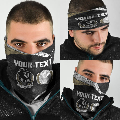 Personalized Magpie Football Neck Gaiter Easter Egg Pattern Monochrome Tribal Dot Art Style