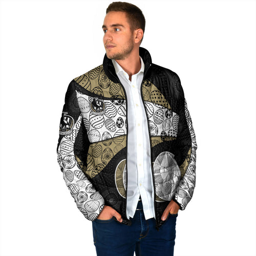 Personalized Magpie Football Padded Jacket Easter Egg Pattern Monochrome Tribal Dot Art Style