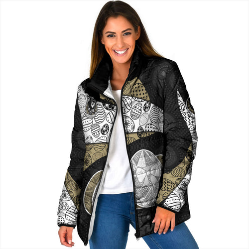 Personalized Magpie Football Padded Jacket Easter Egg Pattern Monochrome Tribal Dot Art Style