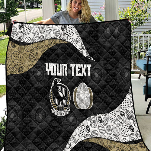 Personalized Magpie Football Quilt Easter Egg Pattern Monochrome Tribal Dot Art Style