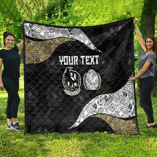 Personalized Magpie Football Quilt Easter Egg Pattern Monochrome Tribal Dot Art Style