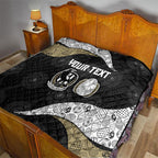 Personalized Magpie Football Quilt Easter Egg Pattern Monochrome Tribal Dot Art Style