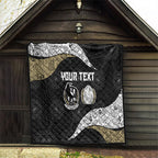 Personalized Magpie Football Quilt Easter Egg Pattern Monochrome Tribal Dot Art Style