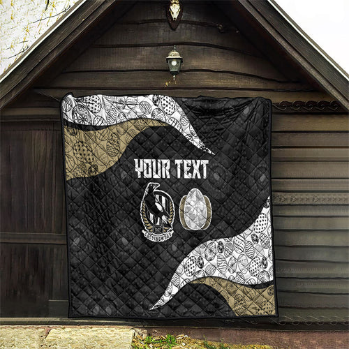 Personalized Magpie Football Quilt Easter Egg Pattern Monochrome Tribal Dot Art Style