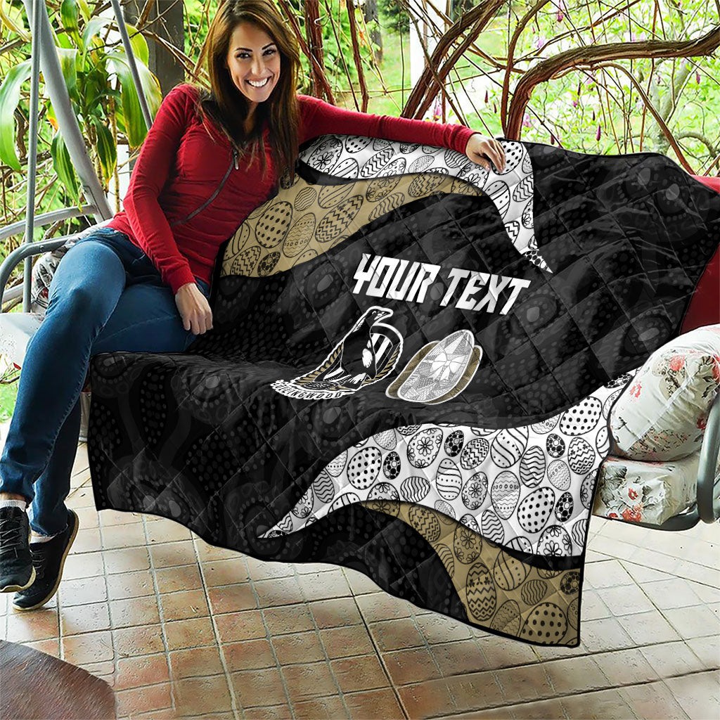 Personalized Magpie Football Quilt Easter Egg Pattern Monochrome Tribal Dot Art Style