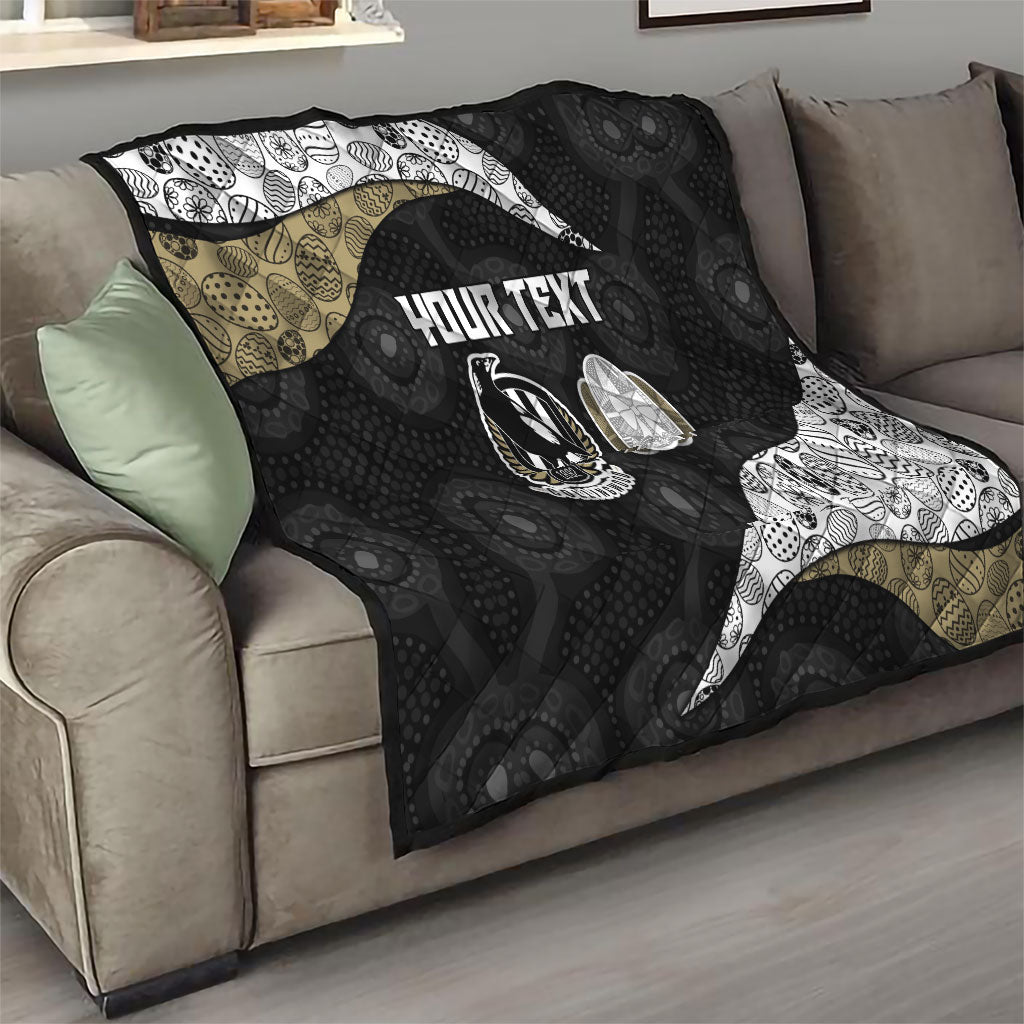 Personalized Magpie Football Quilt Easter Egg Pattern Monochrome Tribal Dot Art Style