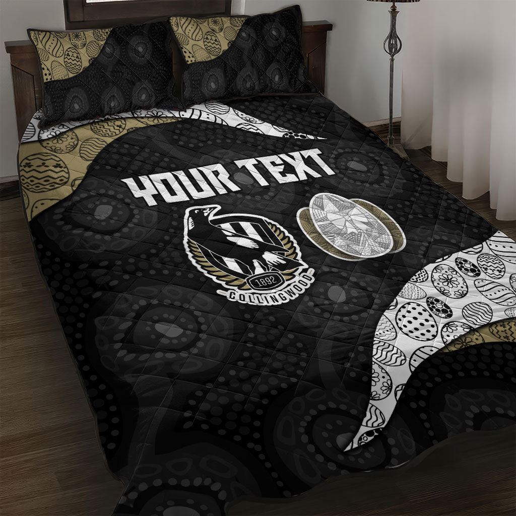 Personalized Magpie Football Quilt Bed Set Easter Egg Pattern Monochrome Tribal Dot Art Style