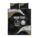 Personalized Magpie Football Quilt Bed Set Easter Egg Pattern Monochrome Tribal Dot Art Style