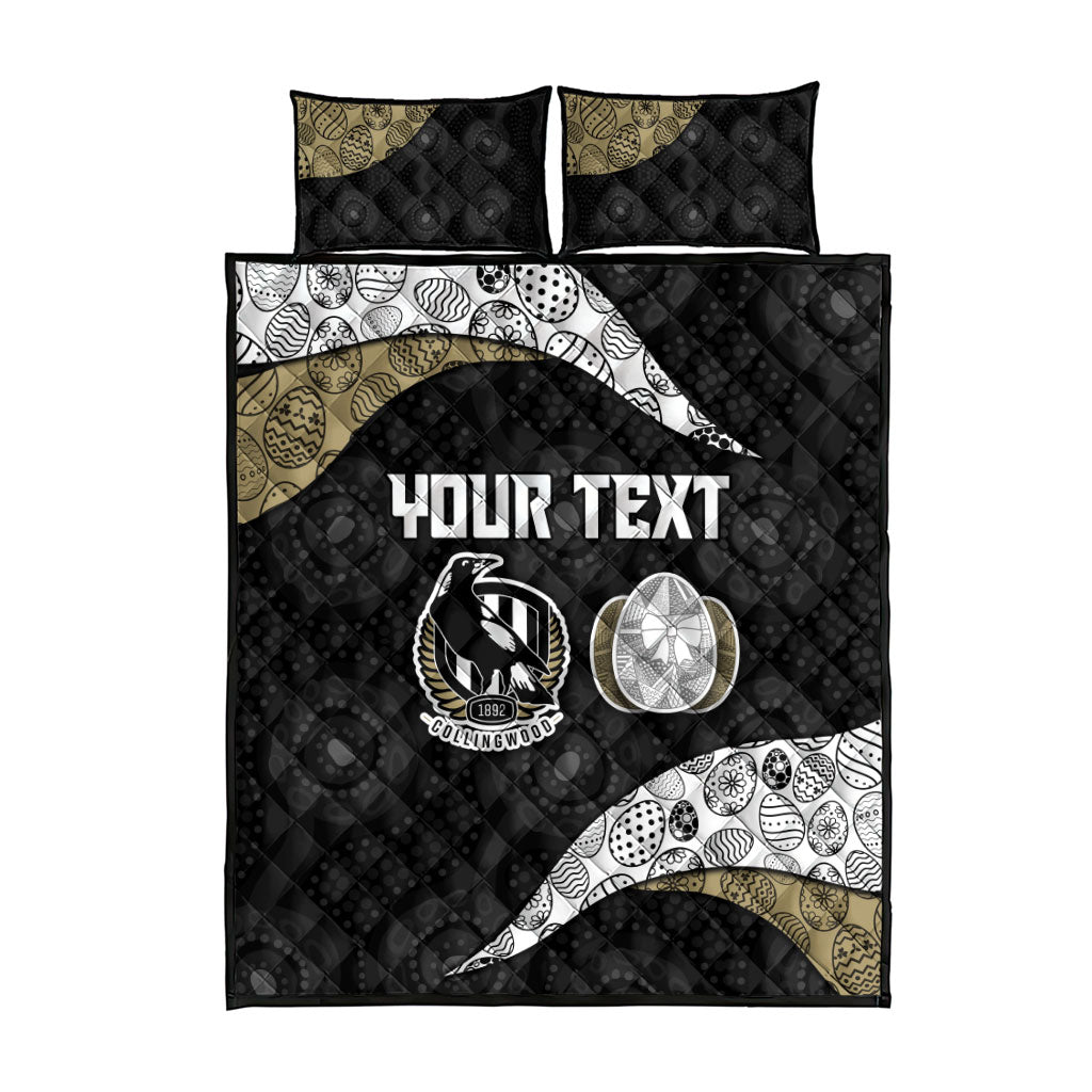 Personalized Magpie Football Quilt Bed Set Easter Egg Pattern Monochrome Tribal Dot Art Style