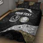 Personalized Magpie Football Quilt Bed Set Easter Egg Pattern Monochrome Tribal Dot Art Style