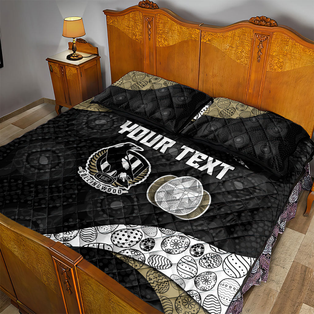 Personalized Magpie Football Quilt Bed Set Easter Egg Pattern Monochrome Tribal Dot Art Style
