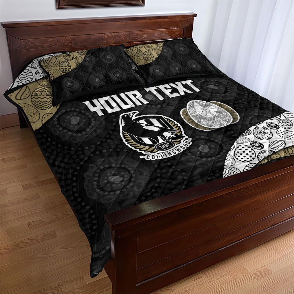 Personalized Magpie Football Quilt Bed Set Easter Egg Pattern Monochrome Tribal Dot Art Style