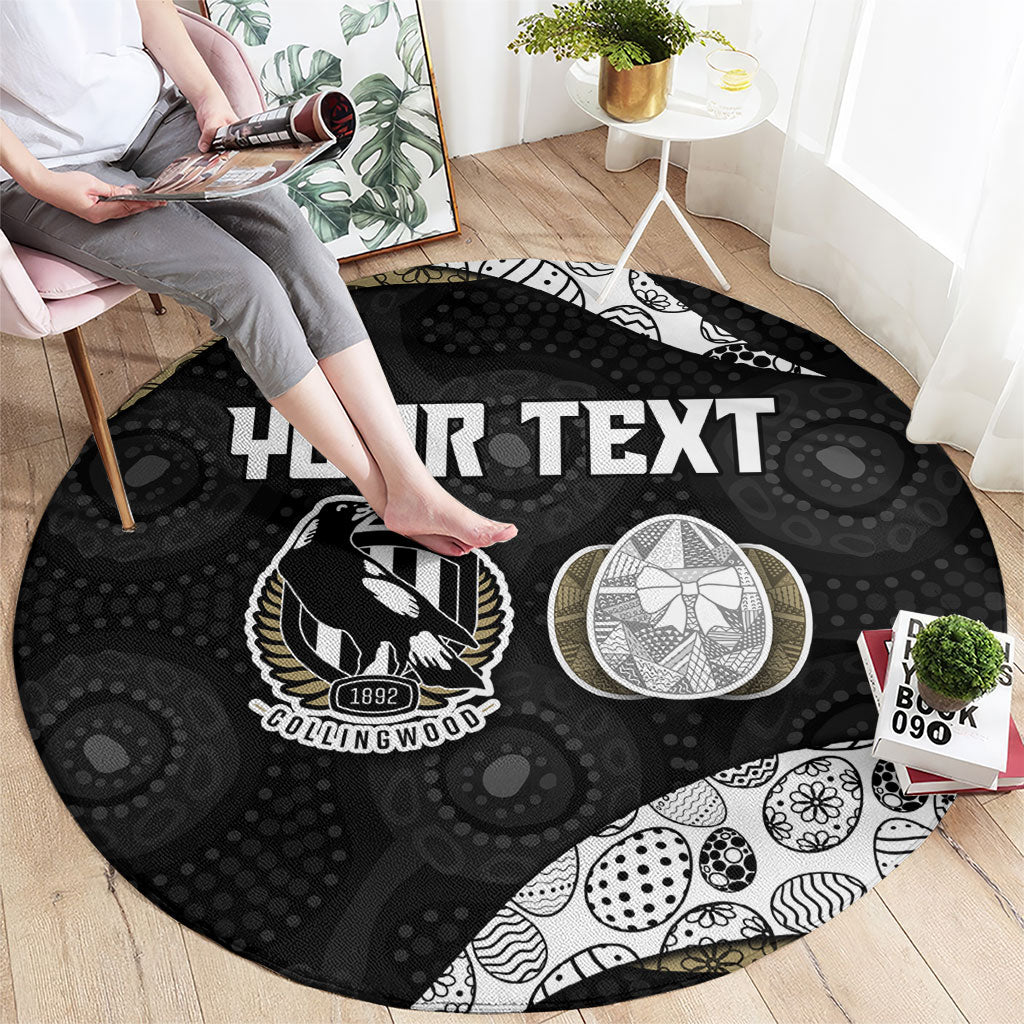 Personalized Magpie Football Round Carpet Easter Egg Pattern Monochrome Tribal Dot Art Style