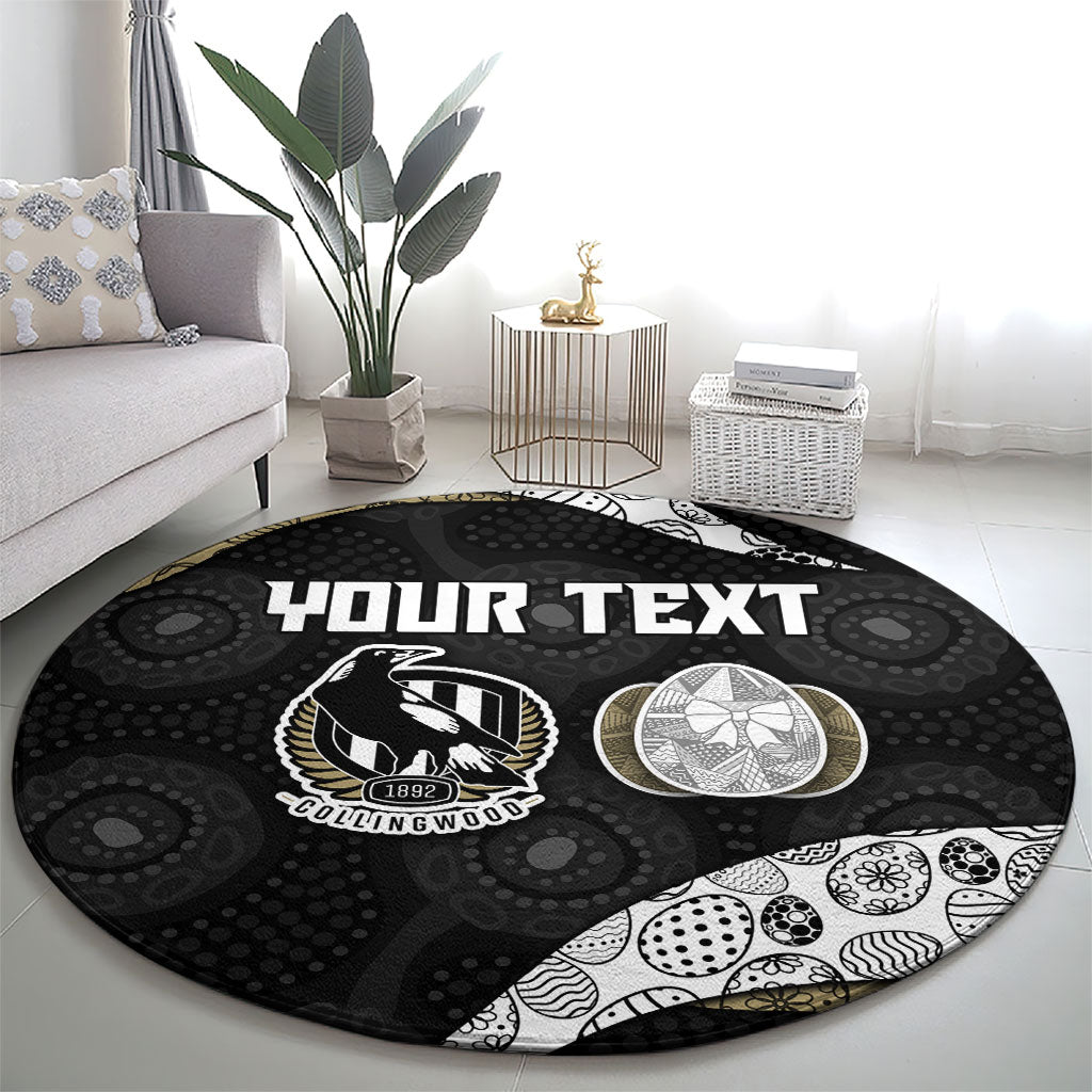 Personalized Magpie Football Round Carpet Easter Egg Pattern Monochrome Tribal Dot Art Style