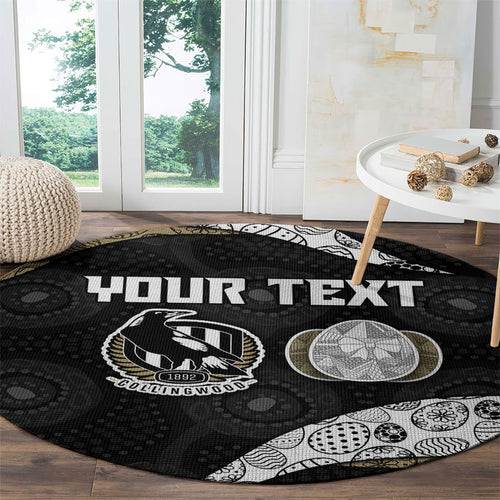 Personalized Magpie Football Round Carpet Easter Egg Pattern Monochrome Tribal Dot Art Style