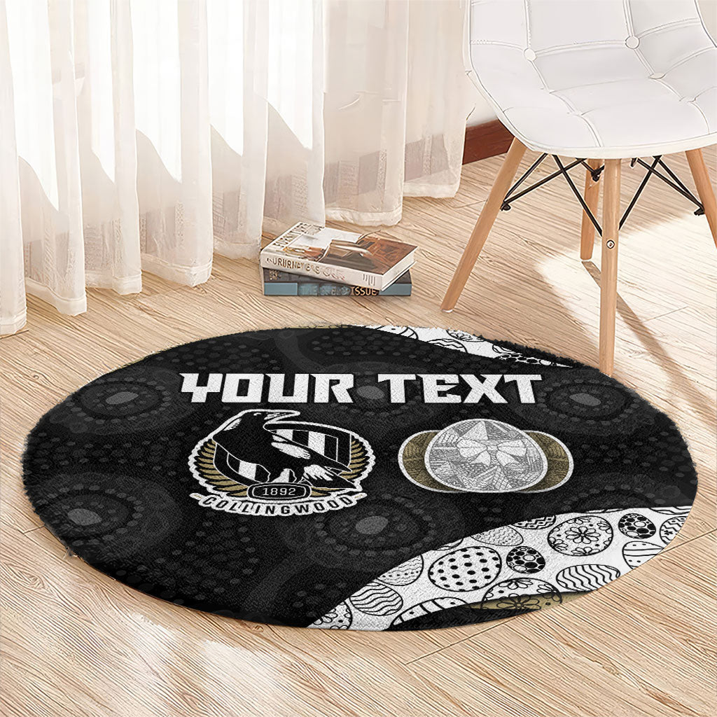 Personalized Magpie Football Round Carpet Easter Egg Pattern Monochrome Tribal Dot Art Style