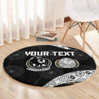 Personalized Magpie Football Round Carpet Easter Egg Pattern Monochrome Tribal Dot Art Style