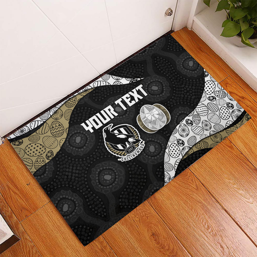 Personalized Magpie Football Rubber Doormat Easter Egg Pattern Monochrome Tribal Dot Art Style