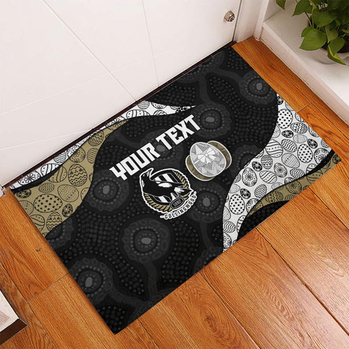 Personalized Magpie Football Rubber Doormat Easter Egg Pattern Monochrome Tribal Dot Art Style