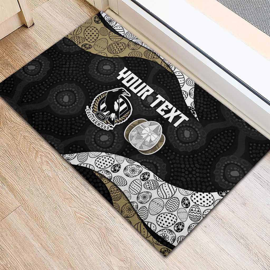 Personalized Magpie Football Rubber Doormat Easter Egg Pattern Monochrome Tribal Dot Art Style
