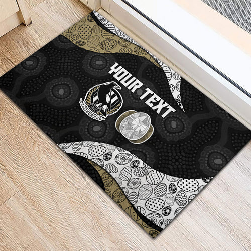 Personalized Magpie Football Rubber Doormat Easter Egg Pattern Monochrome Tribal Dot Art Style