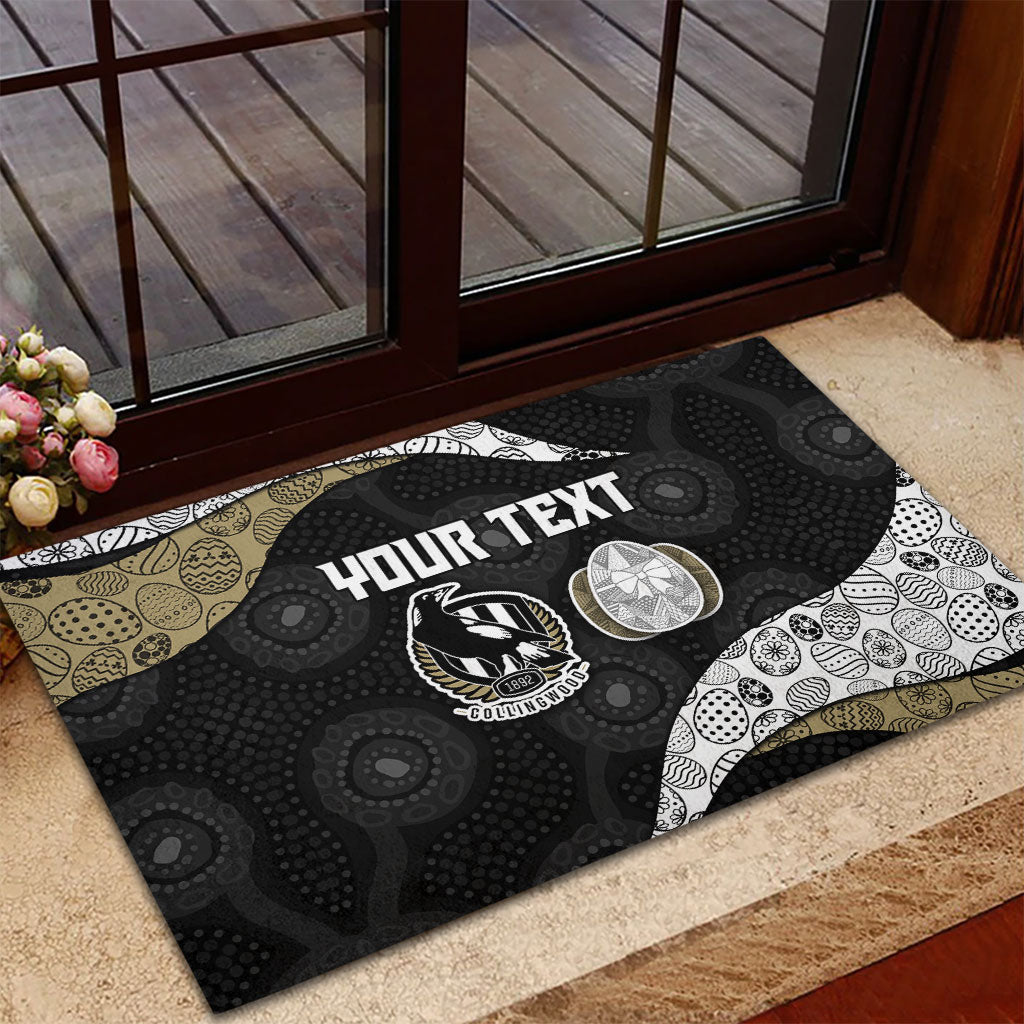 Personalized Magpie Football Rubber Doormat Easter Egg Pattern Monochrome Tribal Dot Art Style