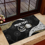 Personalized Magpie Football Rubber Doormat Easter Egg Pattern Monochrome Tribal Dot Art Style