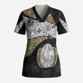 Personalized Magpie Football Scrub Top Easter Egg Pattern Monochrome Tribal Dot Art Style