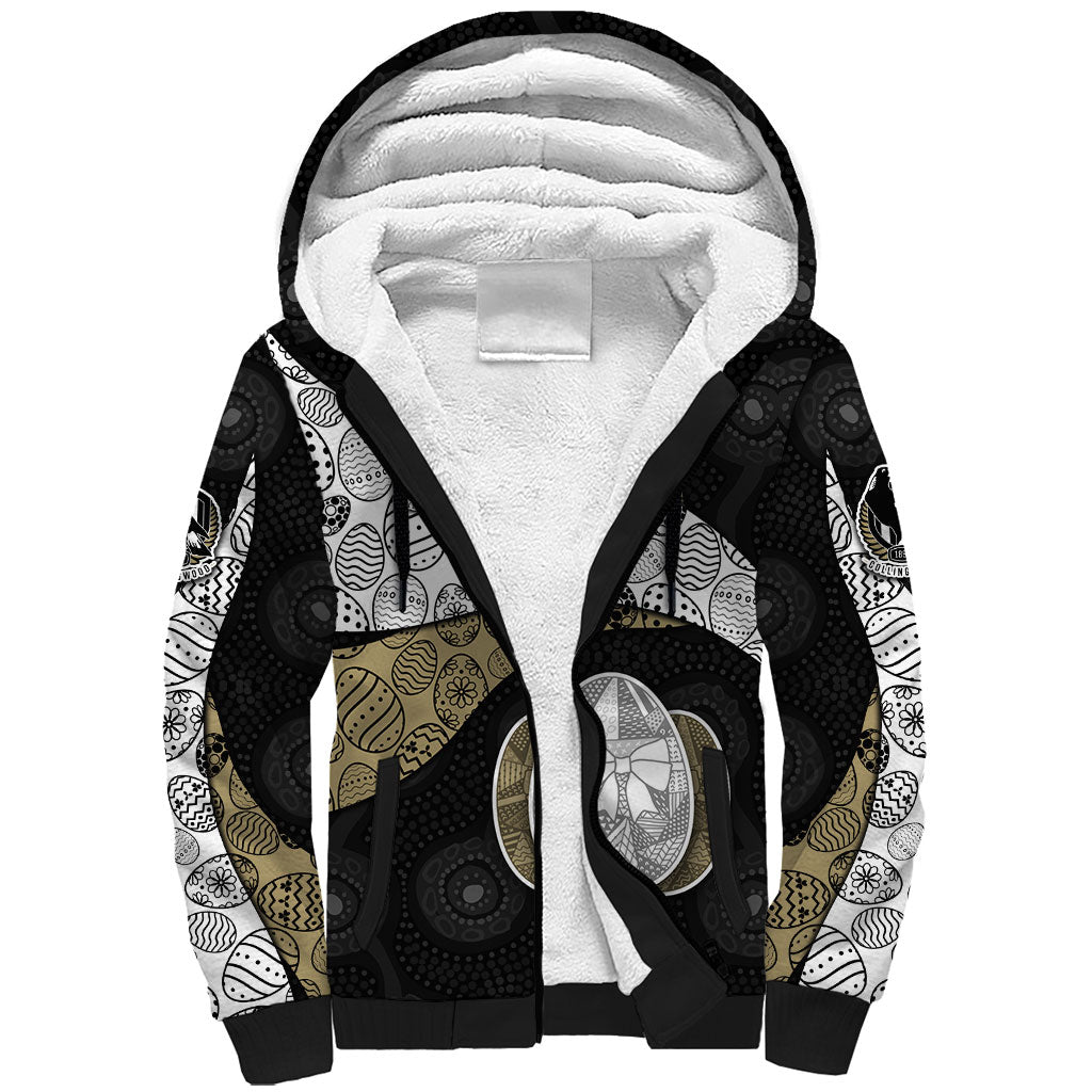 Personalized Magpie Football Sherpa Hoodie Easter Egg Pattern Monochrome Tribal Dot Art Style