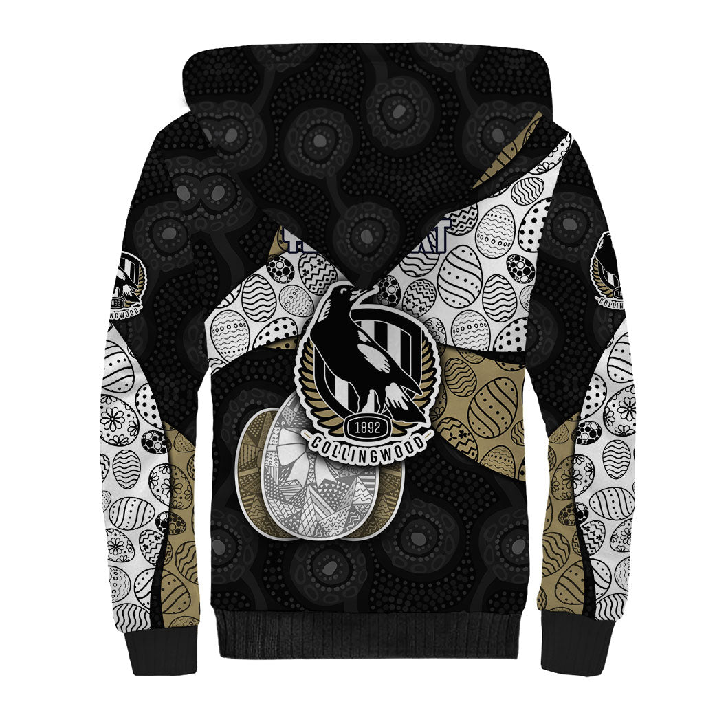 Personalized Magpie Football Sherpa Hoodie Easter Egg Pattern Monochrome Tribal Dot Art Style