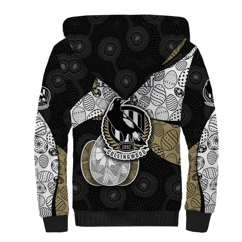 Personalized Magpie Football Sherpa Hoodie Easter Egg Pattern Monochrome Tribal Dot Art Style