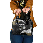 Personalized Magpie Football Shoulder Handbag Easter Egg Pattern Monochrome Tribal Dot Art Style