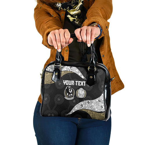 Personalized Magpie Football Shoulder Handbag Easter Egg Pattern Monochrome Tribal Dot Art Style