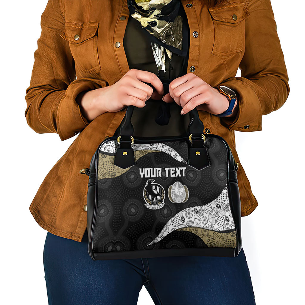 Personalized Magpie Football Shoulder Handbag Easter Egg Pattern Monochrome Tribal Dot Art Style