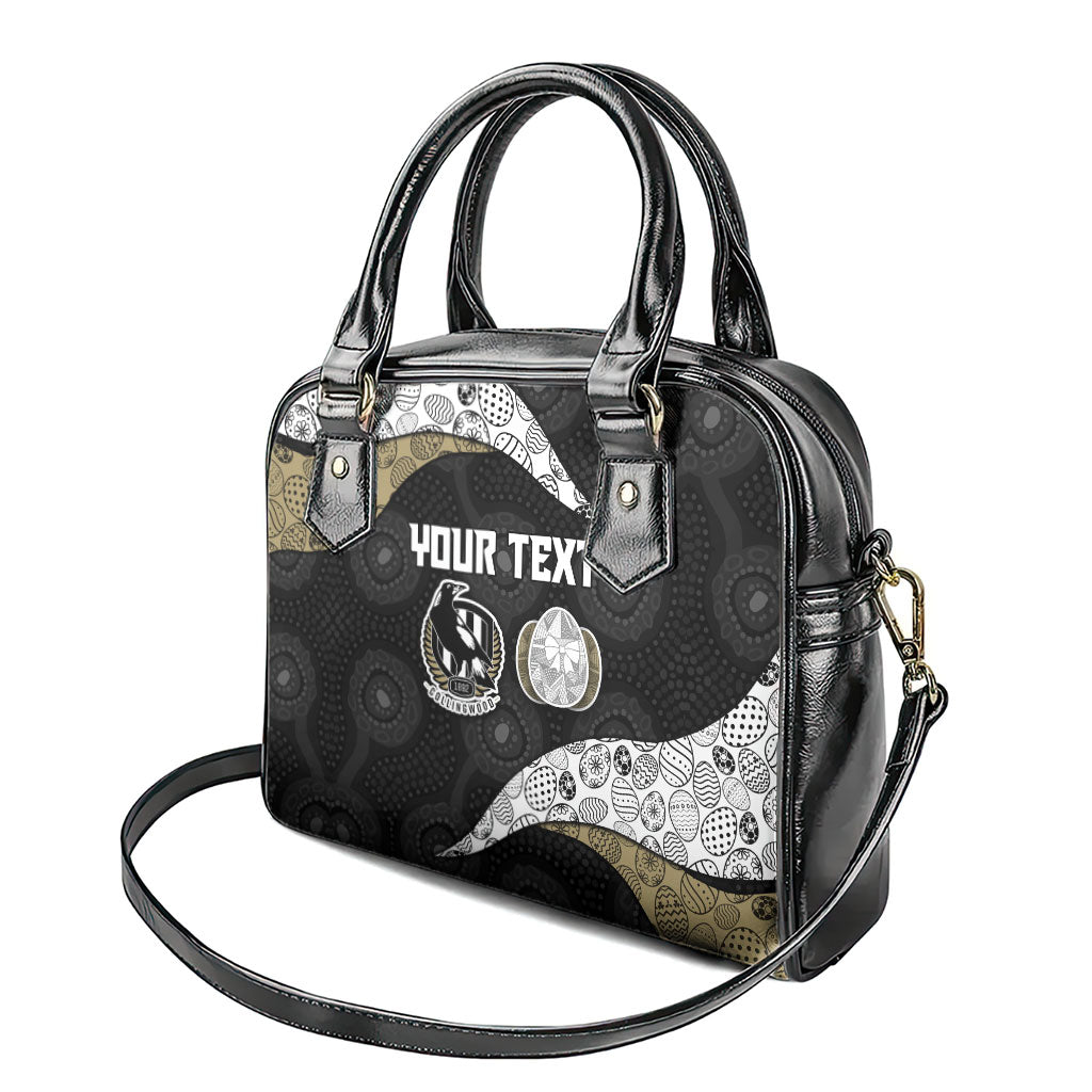 Personalized Magpie Football Shoulder Handbag Easter Egg Pattern Monochrome Tribal Dot Art Style