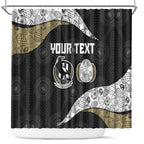 Personalized Magpie Football Shower Curtain Easter Egg Pattern Monochrome Tribal Dot Art Style