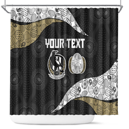 Personalized Magpie Football Shower Curtain Easter Egg Pattern Monochrome Tribal Dot Art Style