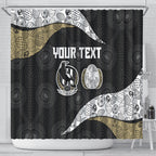 Personalized Magpie Football Shower Curtain Easter Egg Pattern Monochrome Tribal Dot Art Style